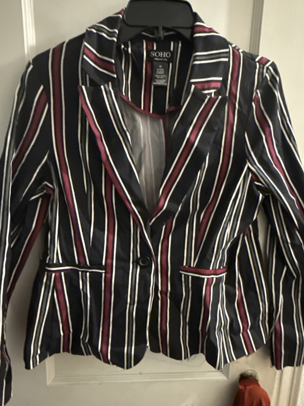 SOHO Striped Blazer in Black & Red Like New